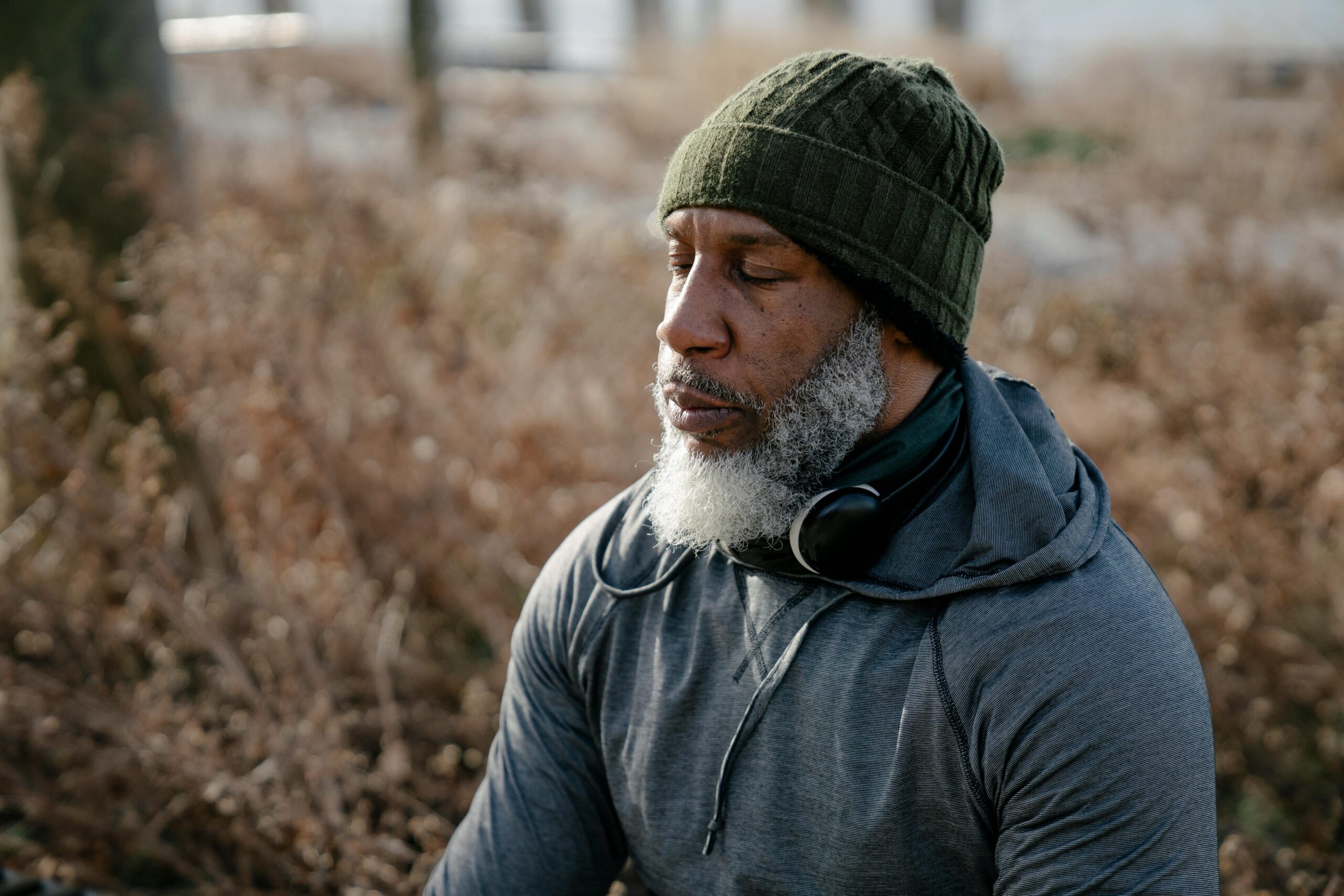 A Man meditating peacefully.