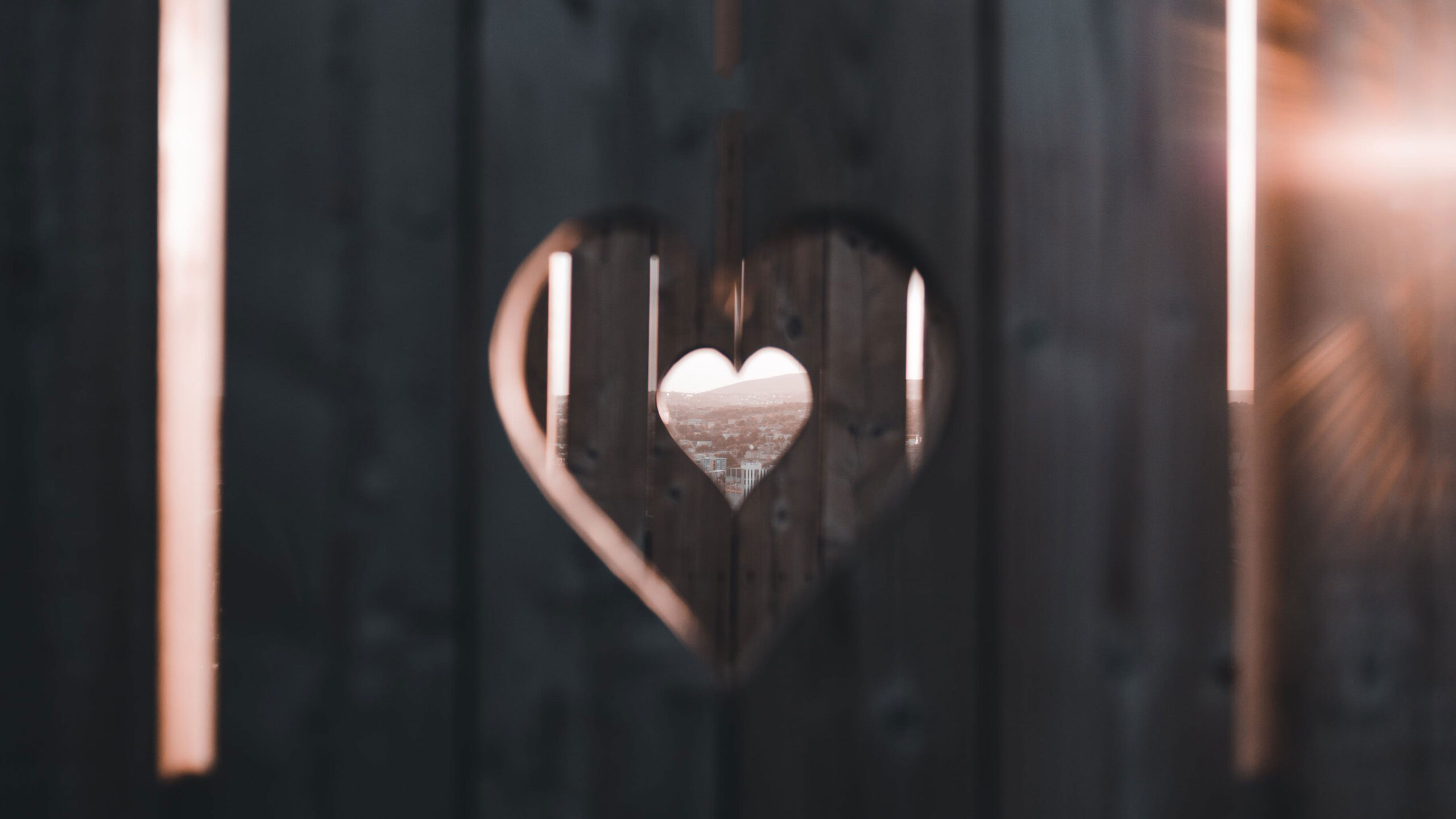 A heart-shape hole in the wooden fence, urging us to nurture our hearts.